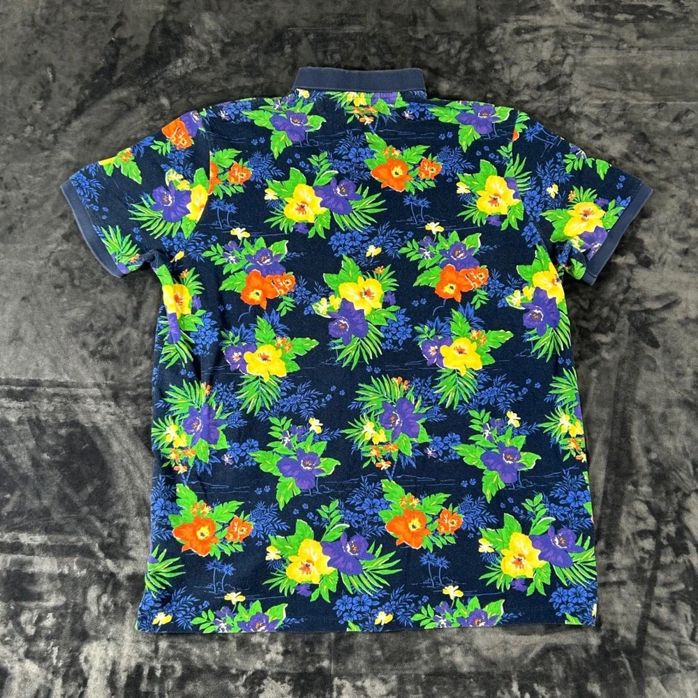 Polo Ralph Lauren Polo Shirt Mens XXL Navy Blue Floral Tropical Classic Fit